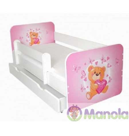 Manola B Teddy maci ágyneműtartós gyerekágy levehető leesésgátlóval