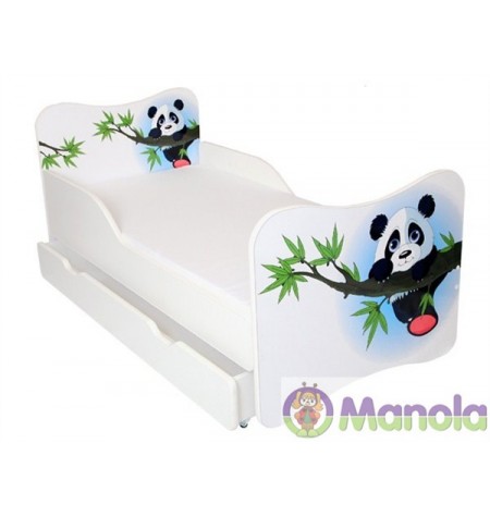 Manola Panda ágyneműtartós gyerekágy megemelt oldalfallal