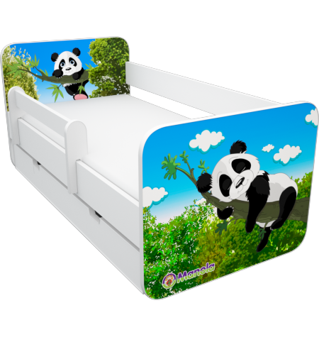 Manola B panda 2 ágynemütartós gyerekágy levehetö leesésgátlóval