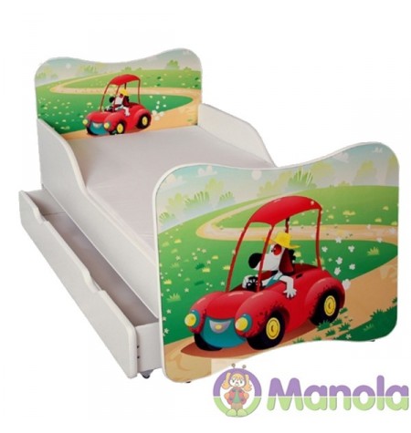 Manola Autós ágyneműtartós gyerekágy megemelt oldalfallal